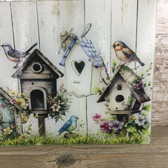 Rustic Birdhouse Glass Cutting Board - Picture 6 of 8